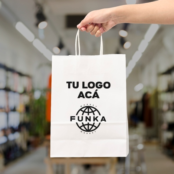 Bolsas Papel Blanco Personalizadas 22x30x10cm
