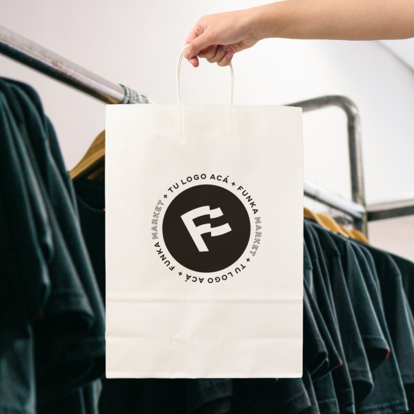 Bolsas Papel Blanco Personalizadas 40x30x10cm