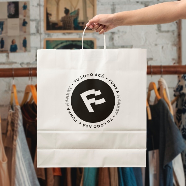 Bolsas Papel Blanco Personalizadas 32x30x10cm