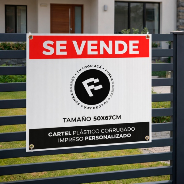 Cartel Plastico Corrugado Impreso 50x67cm + Ojales Metalicos