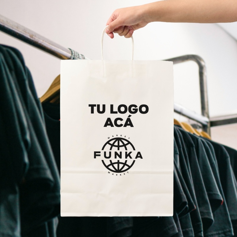 Bolsas Papel Blanco Personalizadas 40x30x10cm