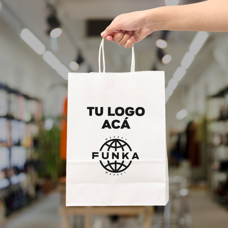 Bolsas Papel Blanco Personalizadas 22x30x10cm
