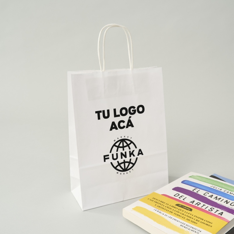 Bolsas Papel Blanco Personalizadas 22x30x10cm