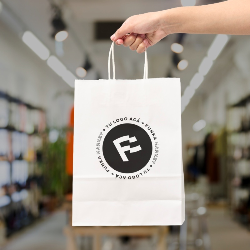 Bolsas Papel Blanco Personalizadas 22x30x10cm