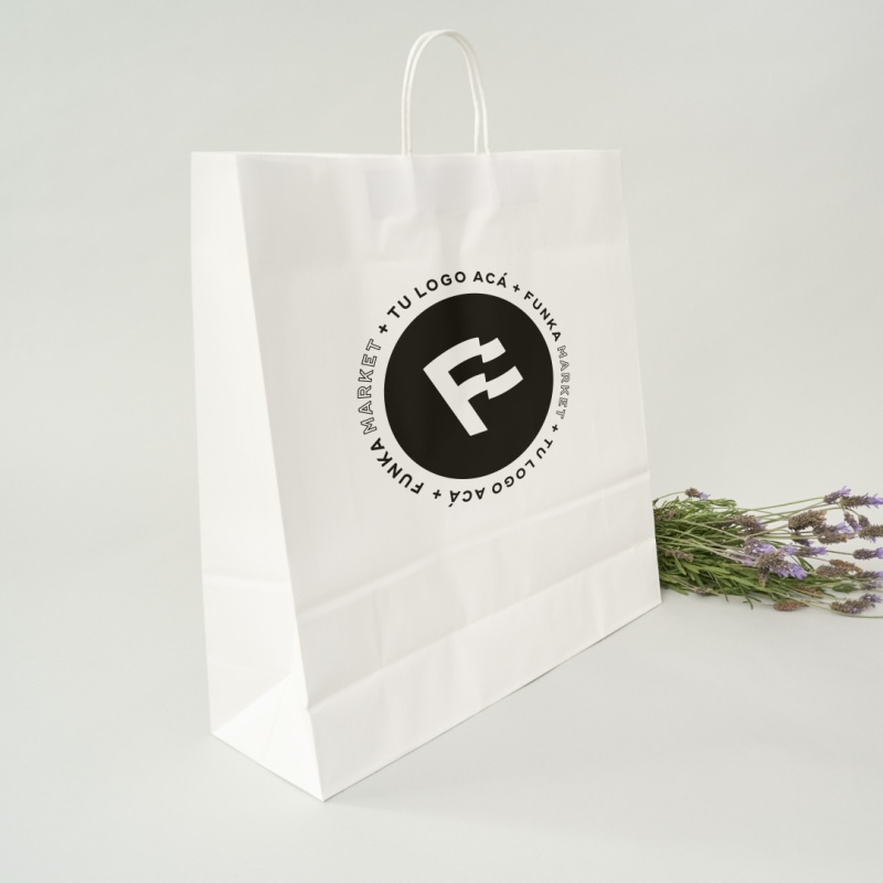 Bolsas Papel Blanco Personalizadas 32x30x10cm