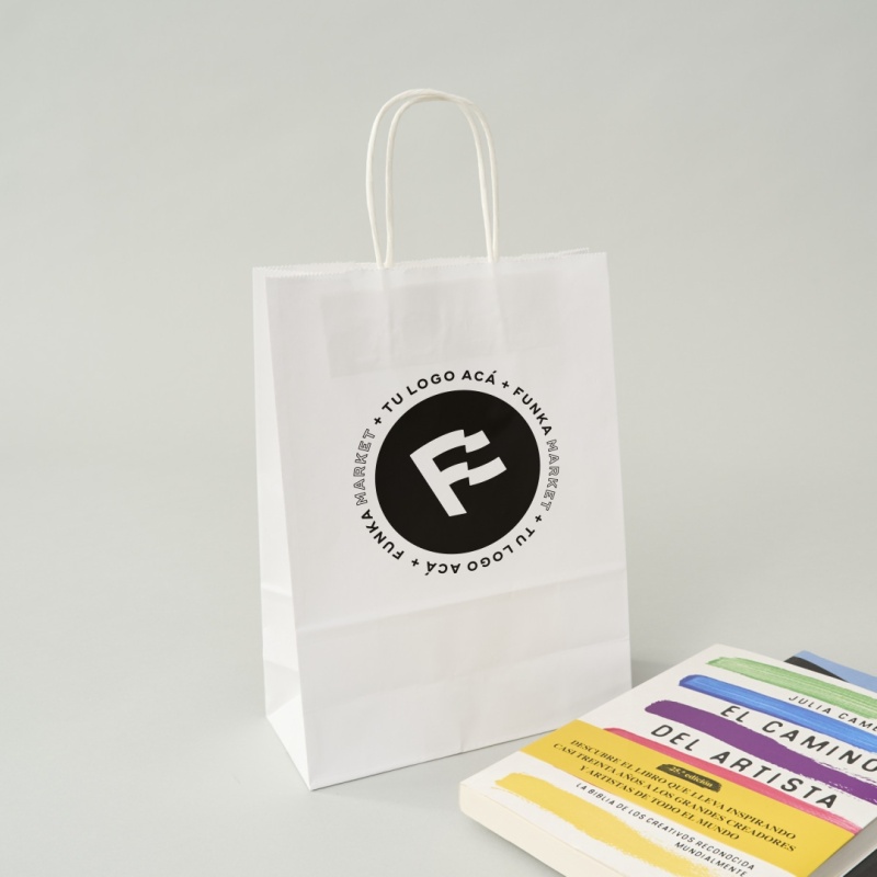 Bolsas Papel Blanco Personalizadas 22x30x10cm