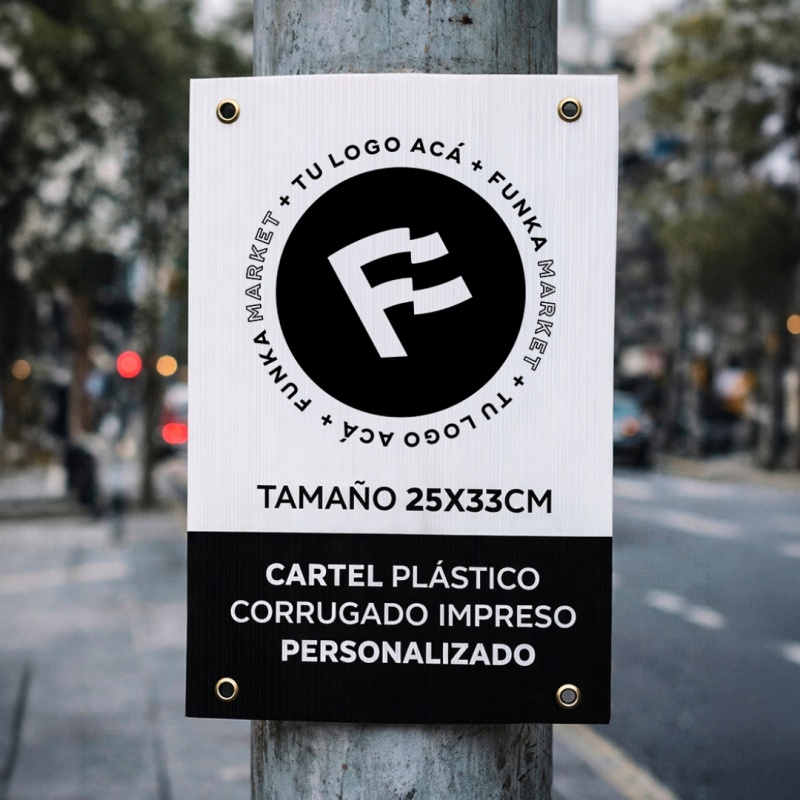 Cartel Plastico Corrugado Impreso 33x25cm + Ojales Metalicos